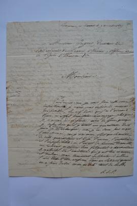 lettre informant d’une quarantaine de 14 jours à Livourne, du graveur, François Bridoux à Ingres,...