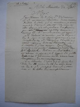 lettre informant de l’expédition des comptes de 1813 et 1814, de Lethière au ministre de l’Intéri...