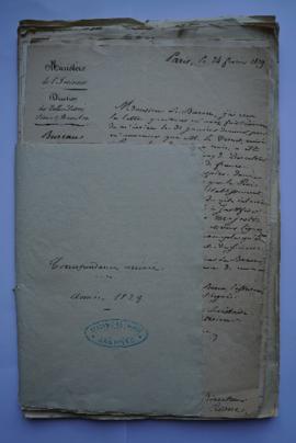 « Correspondance arrivée. Année 1829 », sous-pochette contenant les folios 3 à 41, fol. 2