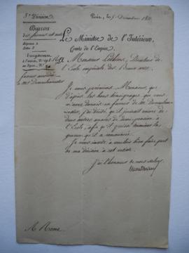 « faveur accordée à M. Deeulemeester », lettre autorisant la prolongation de deux ans et demie la...