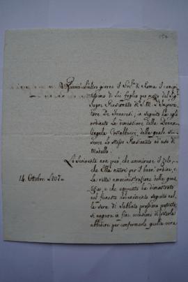 lettre concernant la démission d’Angela Costalbucci, modèle de Jean Auguste Ingres, fol. 157-157bis