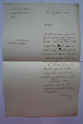 lettre annonçant l’heure de la messe du 22 janvier, à Charles Thévenin, fol. 78