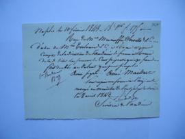 certificat de quittance de Louis André Aimé Maillart, compositeur en voyage du secrétaire de l’Ac...