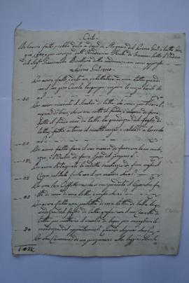 cahier de comptes et quittance pour les travaux du 1er janvier au juin 1820, de l’étameur Giusepp...