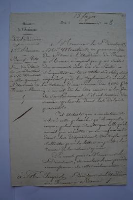 lettre demandant l’avis sur une réclamation du graveur Martinet, du Chef de la 3e division pour l...