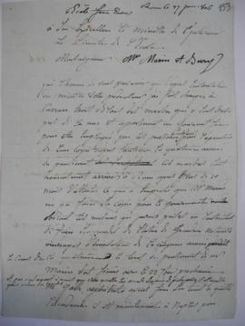 Brouillon de lettre demandant la prolongation pour Marin et informant de la fin du séjour de Gass...