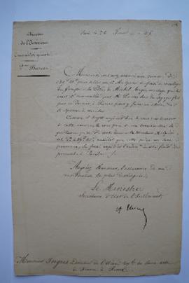 lettre relative à la commande de Leisse du moulage du groupe de la Pitié de Michel-Ange par Malpi...