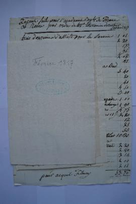 « Février 1817 », état des dépenses du février 1817 servant de sous-pochette contenant les fol. 5...
