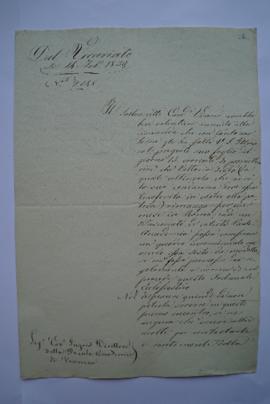 lettre n'accordant pas le permis au modèle de l’Académie, Vittoria Testa, de rester un mois à Rom...