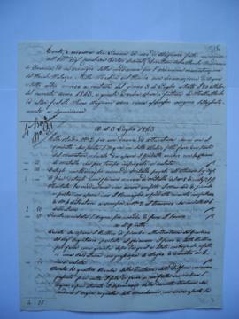 cahier de comptes et quittance pour les travaux du 3 juillet jusqu’au 20 octobre 1843, de Paolo e...
