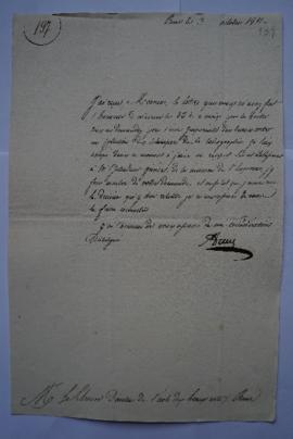 lettre à la demande de Lethière de la collection des estampes de la chalcographie de Daru, intend...