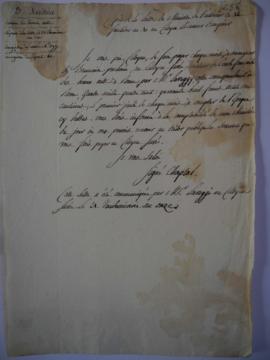 Copie de lettre du ministre de l’Intérieur au Citoyen Récamier, banquier affirmant l’ordre de pay...