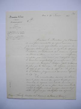 quatre lettres relatives à l’approbation du compte soldé jusqu’au 14 septembre 1853, demande des ...