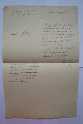 lettre transmettant la réponse à la demande du pensionnaire Massin- Turina, à Charles Thévenin, f...