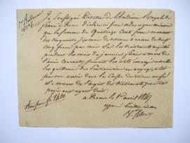 certificat relatif à la retenue sur le traitement des pensionnaires de janvier à mars 1847, de Vi...