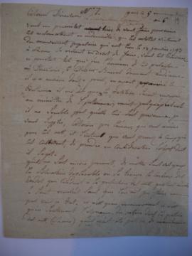 Copie d’une lettre condamnant le mouvement populaire qui a eu lieu le 13 janvier 1793 à Rome, de ...
