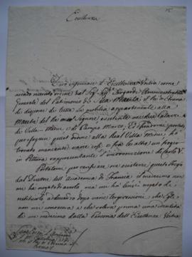 Lettre sur la restitution des objets de la Villa Medici appartenant au roi d’Étrurie, d’Antonio N...