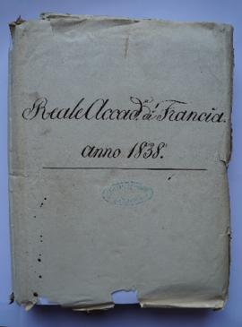 « Reale Accad.a di Francia. Anno 1838. », pochette contenant les folios 1bis à 291, fol. 1, 292
