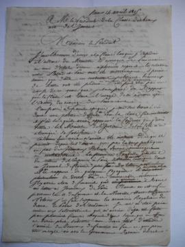 lettre informant des perturbations des relations entre Rome et Paris, de Lethière, au président d...