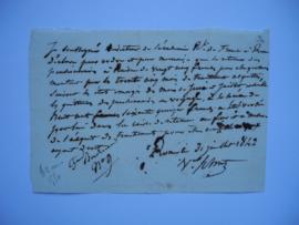 certificat relatif aux retenues des pensionnaires des mois de juin et juillet 1842, de Jean-Victo...