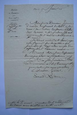 lettre ordonnant de payer à la veuve du médecin Polelli 200 f., du secrétaire général, Edmond Bla...