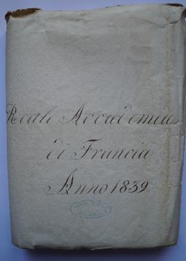 « Reale Accademia di Francia. Anno 1839. », pochette contenant les quittances pour le traitement ...