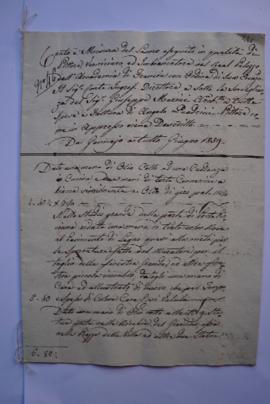 cahier des comptes et quittance pour les travaux de janvier à juin 1839, de Salvatore Morelli, po...