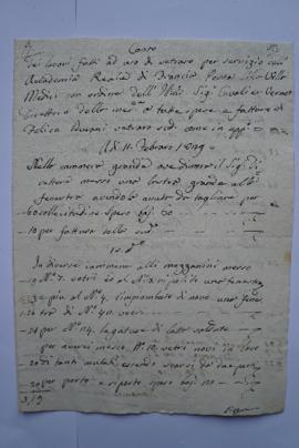 cahier de comptes et quittance pour les travaux du 11 février au 16 mars 1829, du vitrier Felice ...