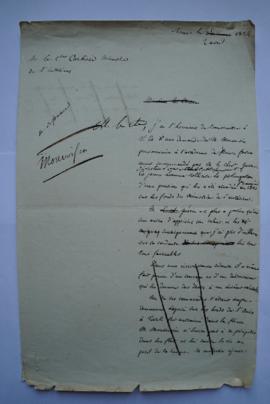 lettre transmettant la demande de prolongation pour le pensionnaire Monvoisin, du duc de Laval-Mo...