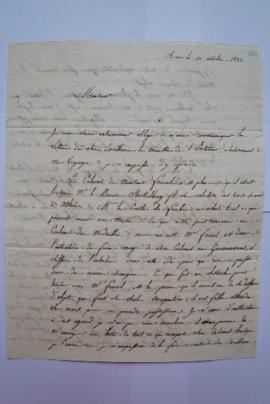 lettre réponse relative aux voyages de De Dreux, de l’architecte De Dreux à Charles Thévenin, fol...