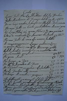état de dépenses pour travaux faits le 29 mai 1817 et quittance, du maître-menuisier Sebastiano B...