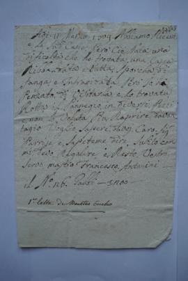 lettre informant d'une caisse endommagée et demandant des instructions  de Francesco Antonini à P...