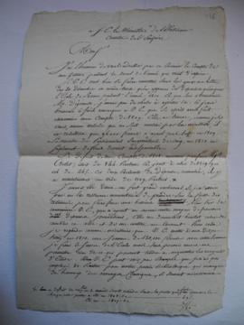lettre accompagnant le compte de l’année 1809, de Lethière à Cutet, ministre de l’Intérieur, fol....