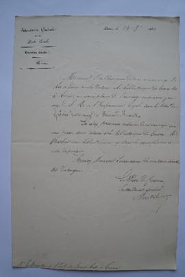 lettre informant du don du Roi pour la bibliothèque de l’Académie de l’ouvrage intitulé Galeries ...