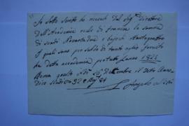 quittance pour l’huile fourni à l’Académie en 1825, d’Angelo Cellini à Pierre-Narcisse Guérin, fo...