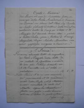 cahier de comptes et quittance pour les travaux du 15 mars jusqu’au 25 mai 1841, de Vincenzo Ange...