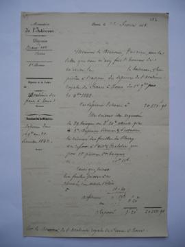 lettre concernant les dépenses du 1er novembre au 31 décembre 1842, du comte Duchatel, ministre d...