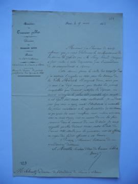 lettre demande l’envoi de pièces justificatives des dépenses de 1841, du ministre des Travaux pub...