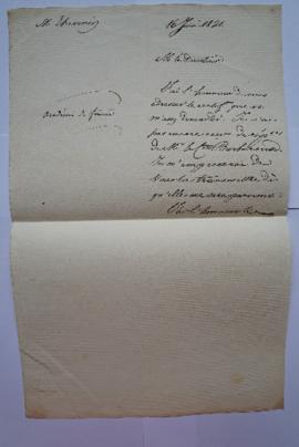 lettre accompagnant l’envoi du certificat demandé par Thévenin, à Charles Thévenin, fol. 91