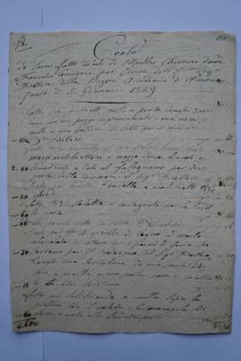 cahier de comptes et quittance pour les travaux du 5 janvier 1829, du serrurier François Concienc...