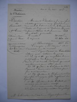 lettre portant l’approbation du bordereau des dépenses pendant le 1er trimestre 1846, du comte Du...