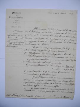 deux lettres sur les travaux à exécuter en 1851 dans les bâtiments et liquidation des dépenses de...