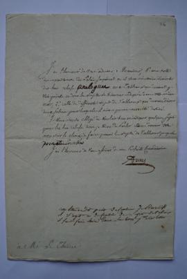 lettre accompagnant l’envoi d’une note des appartements du Palais impérial où il est nécessaire d...