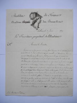 lettre félicitant la conduite de Jean Alaux durant les troubles politiques à Rome, du secrétaire ...