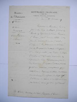 lettre demandant le compte général des recettes et dépenses pour l’exercice 1848 de Charles Blanc...