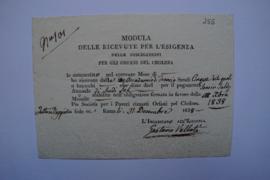 quittance de la Société pieuse pour les pauvres orphelins du choléra, de Gaetano Vallati à Ingres...