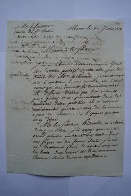 lettre au sujet de l’expédition des caisses au sénateur, comte de Saint- Vallier, de Lethière à S...
