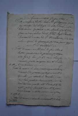 cahier de comptes et quittance pour les travaux de janvier à juin 1822, du maître-menuisier Giuse...