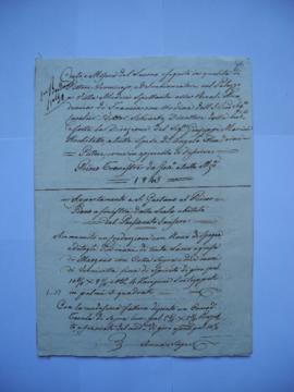 cahier de comptes et quittance pour les travaux du 1er trimestre de janvier à mars 1843, d’Angelo...