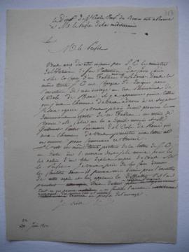 lettre demandant de faire donner toutes les facilités à Alexandre Guillemot, en vue de l’exécutio...